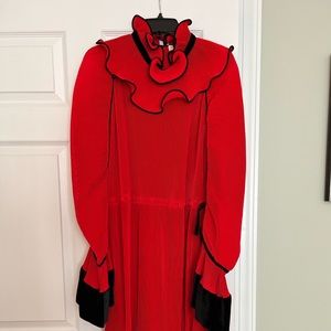 Gorgeous Tory Burch Red Pleated Ruffle Dress